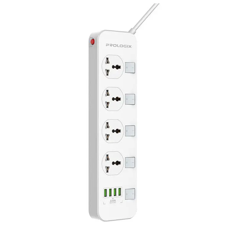 Сетевой фильтр-удлинитель ProLogix Premium PRSC4408W 4 розетки, 4 USB, выключатели 2 м - фото 3