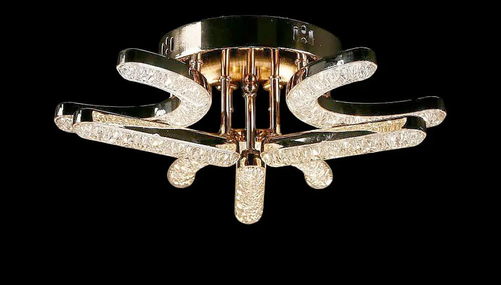 Люстра стельова LED Splendid Ray LT873/3+3, 80W, димер, золото, білий, сучасний стиль для дому - фото 3