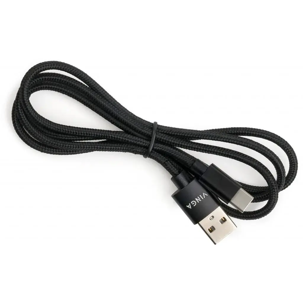 Дата кабель USB 2.0 AM to USB-C 1.0m nylon black Vinga (VCPDCTCNB1BK) - фото 3