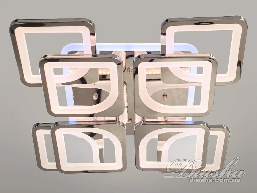 Потолочный лед люстра с диммером и LED подсветкой, 130W, хром. - фото 3