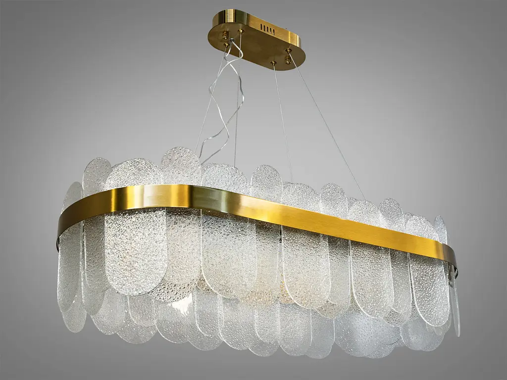 Підвісна овальна люстра Diasha 803-800x300SGD елегантна LED-модель у золотому кольорі з регульованою висотою - фото 4