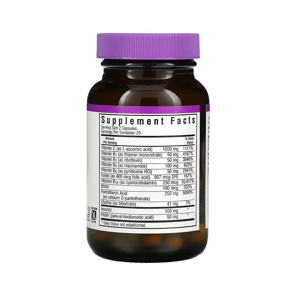 Комплекс вітамінів групи В Bluebonnet Nutrition Stress B-Complex, 50 вегакапсул - фото 2