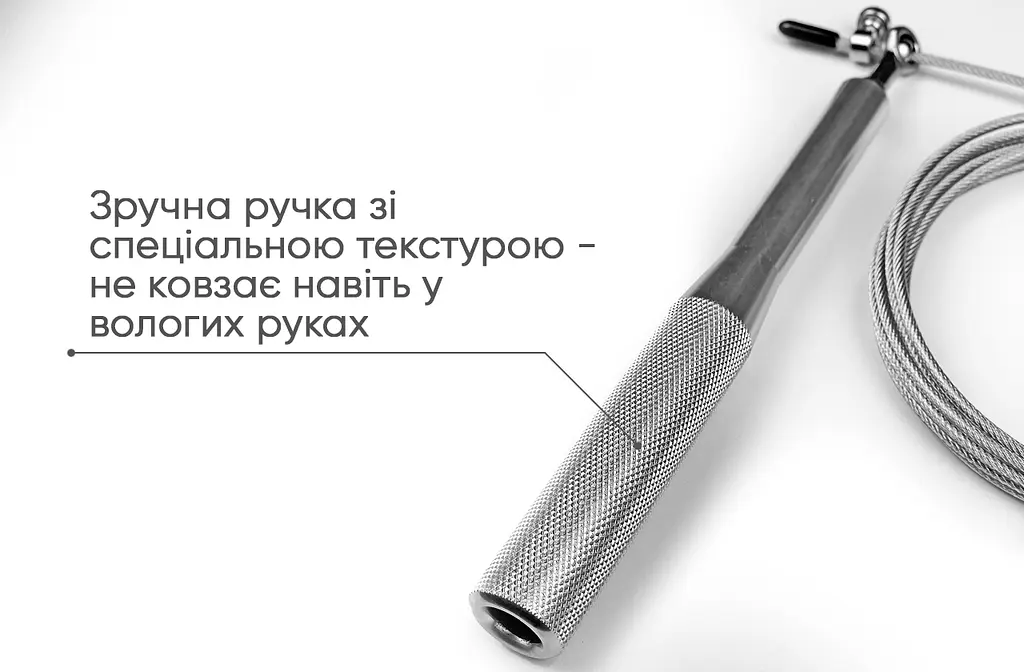 Швидкісна скакалка EasyFit Aluminium зі сталевим тросом та алюмінієвими ручками сіра (EF-1910-SR) - фото 5