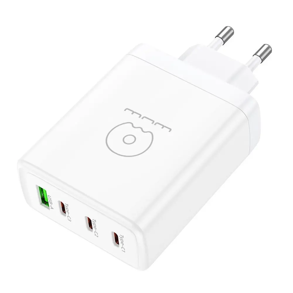 Сітчасте зарядне пристрій WUW-C158 1USB 3Type-C + USB A PD100W білий - фото 2