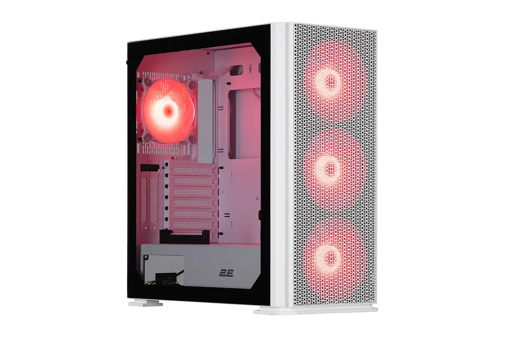 2E Gaming Корпус Vertex GI01W без БП 2xUSB3.0, 1xUSBType-C, 3x140мм ARGB, 1x120мм ARGB, VGA 380мм, LCS ready, контроллер с пультом, TG Side Panel, EATX, белый - фото 2