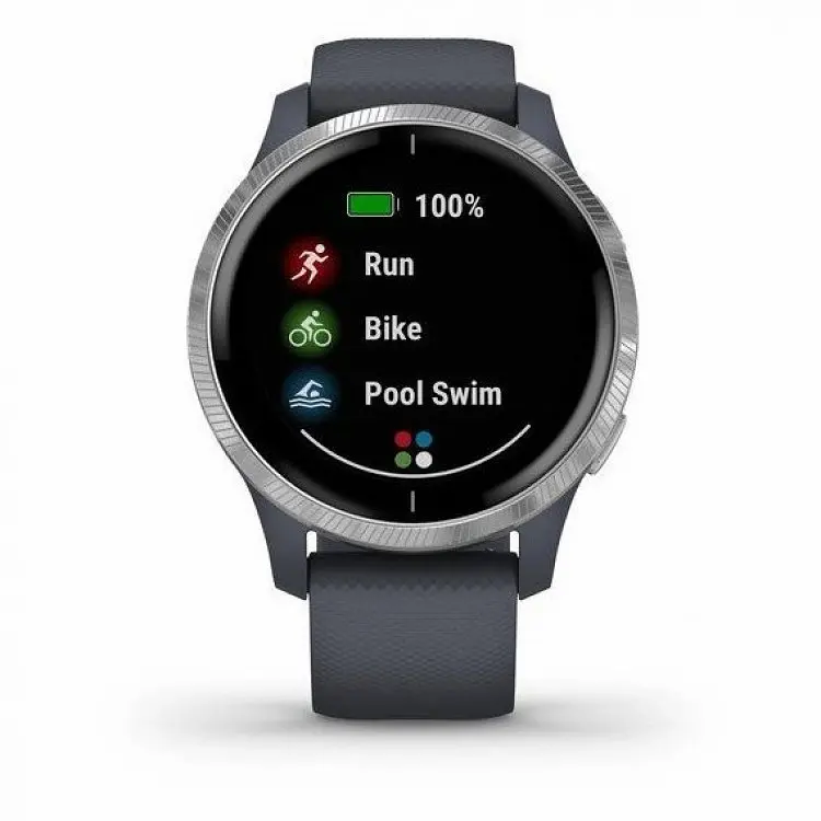 Смарт-часы Garmin Venu Silver Stainless Steel Bezel w. Granite Blue and Silicone B. (010-02173-01/03) 010-02173-03 () - фото 3