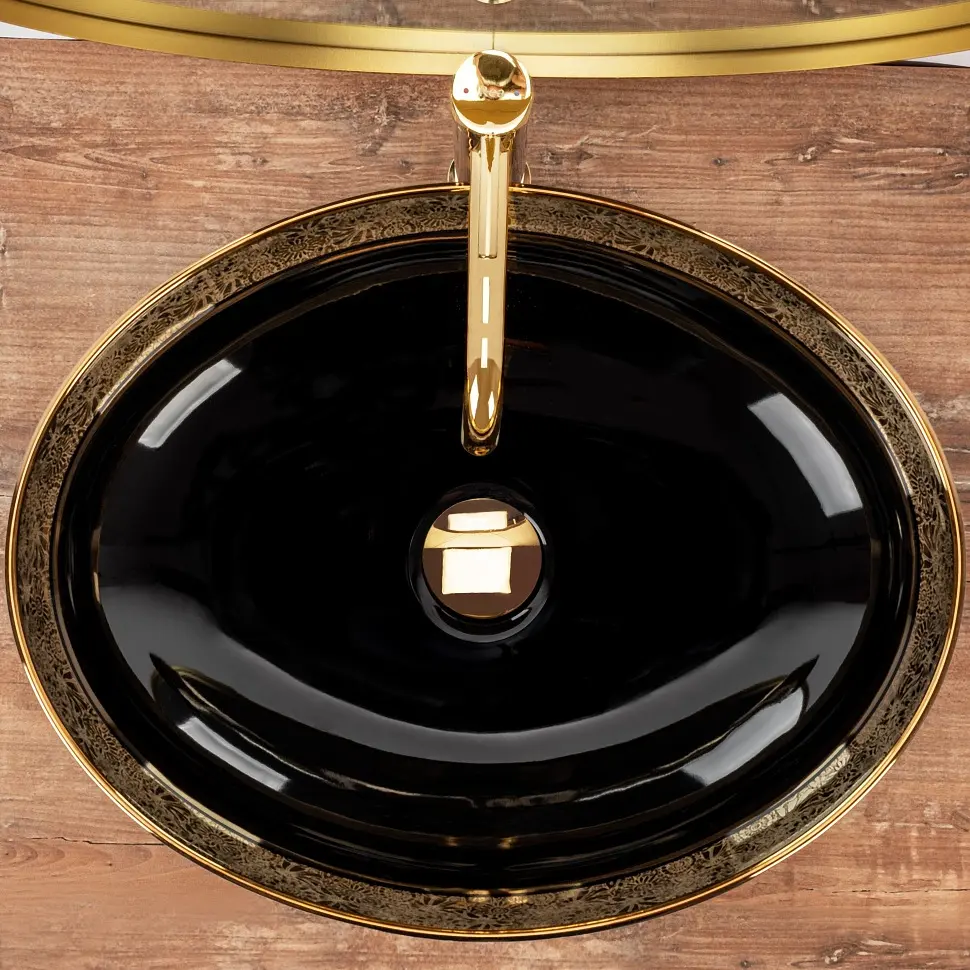 Умывальник Rea Margot 52x40 black gold (REA-U8978) - фото 4