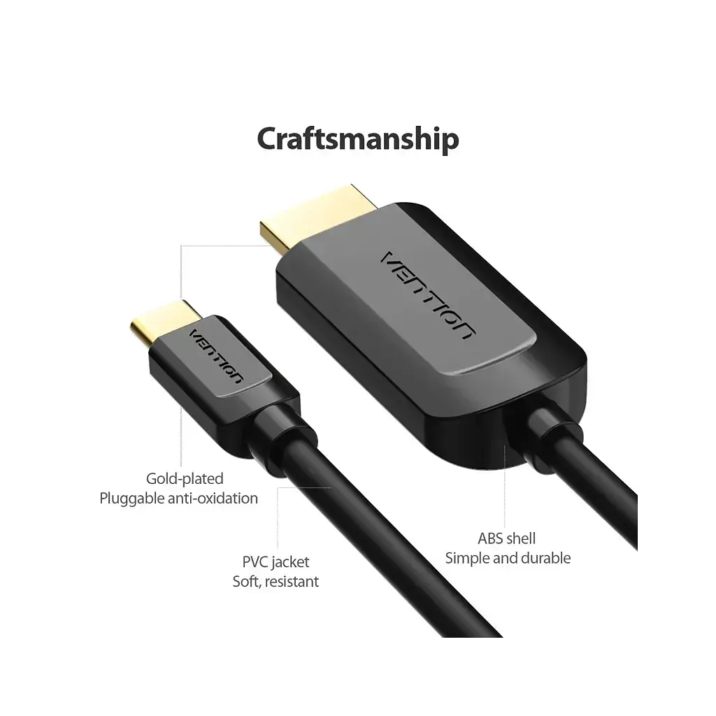Кабель мультимедійний USB-C to HDMI M 1.5m black Vention (CGUBG) - фото 2