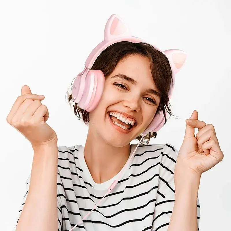 Навушники Hoco Cat ear headphones with mic W36 синьо-жовтогарячі - фото 6