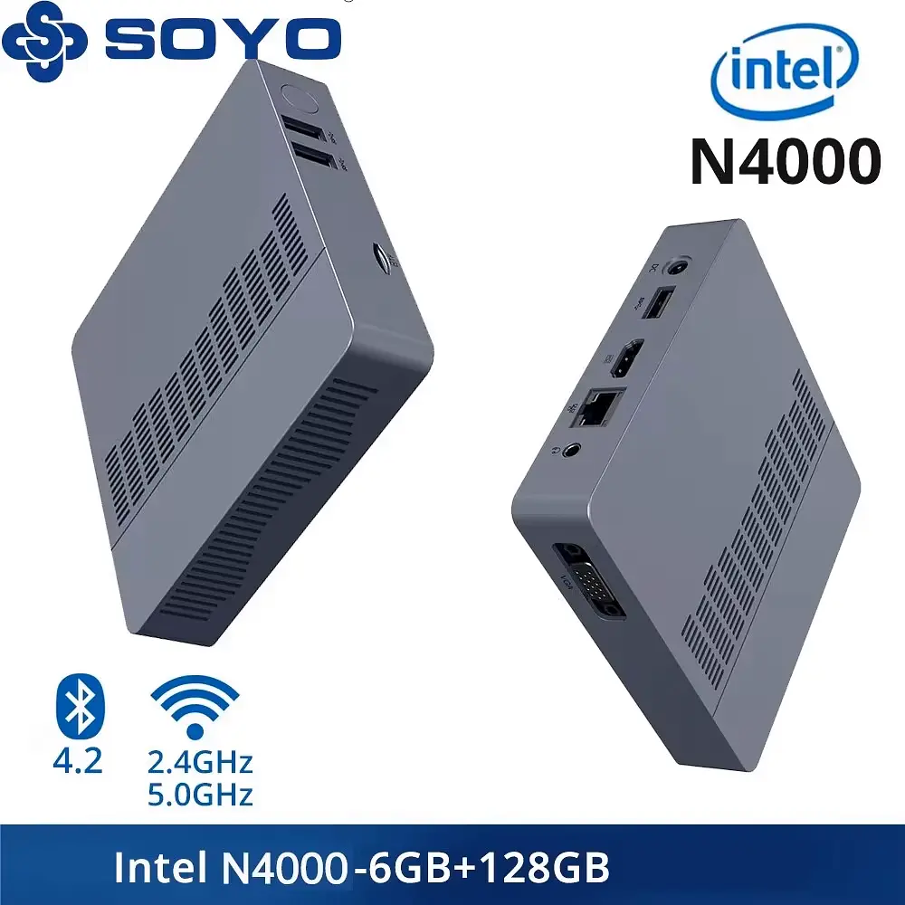 SOYO M2 Air Mini PC 6GB RAM, 128GB EMMC, Intel N4000, Windows 11 Pro - фото 2