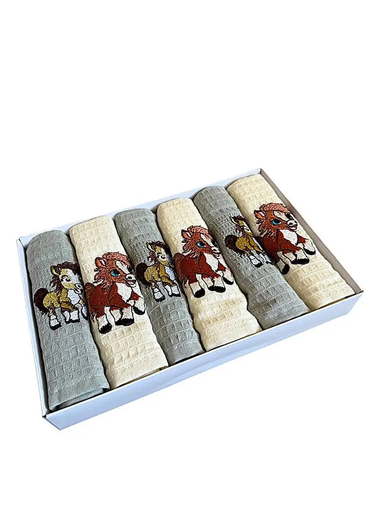 Набор 6 вафельных полотенец Nilteks кухонные 30х50 см street разноцветный TC303376102 - фото 2