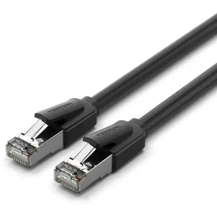 Патч-корд 1м, S/FTP cat 8 RJ-45 black Vention (IKKBF) - фото 1