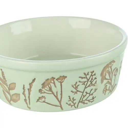 Миска Trixie керамічна з рослинним текстурним принтом для собак 0,7 л d 16 см біло-коричнева - фото 2