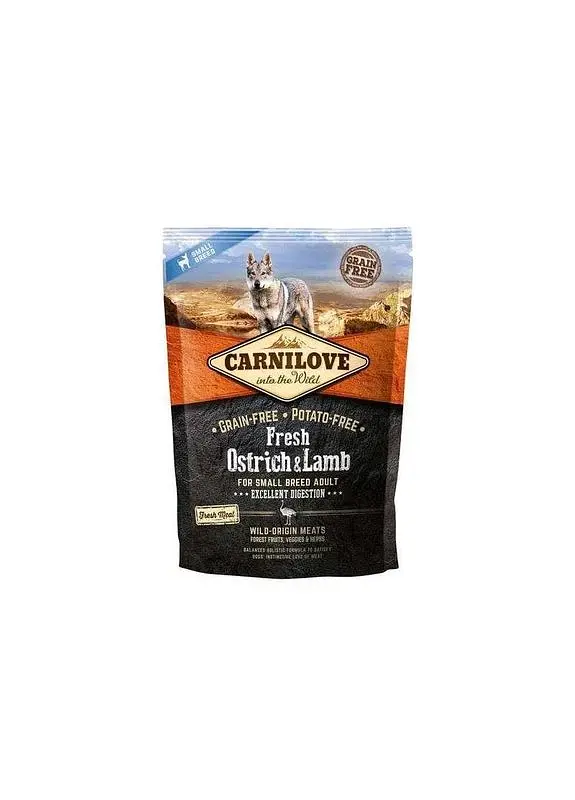Сухий корм зі страусом та ягням Carnilove Fresh Ostrich Lamb для собак малих порід 1,5 кг