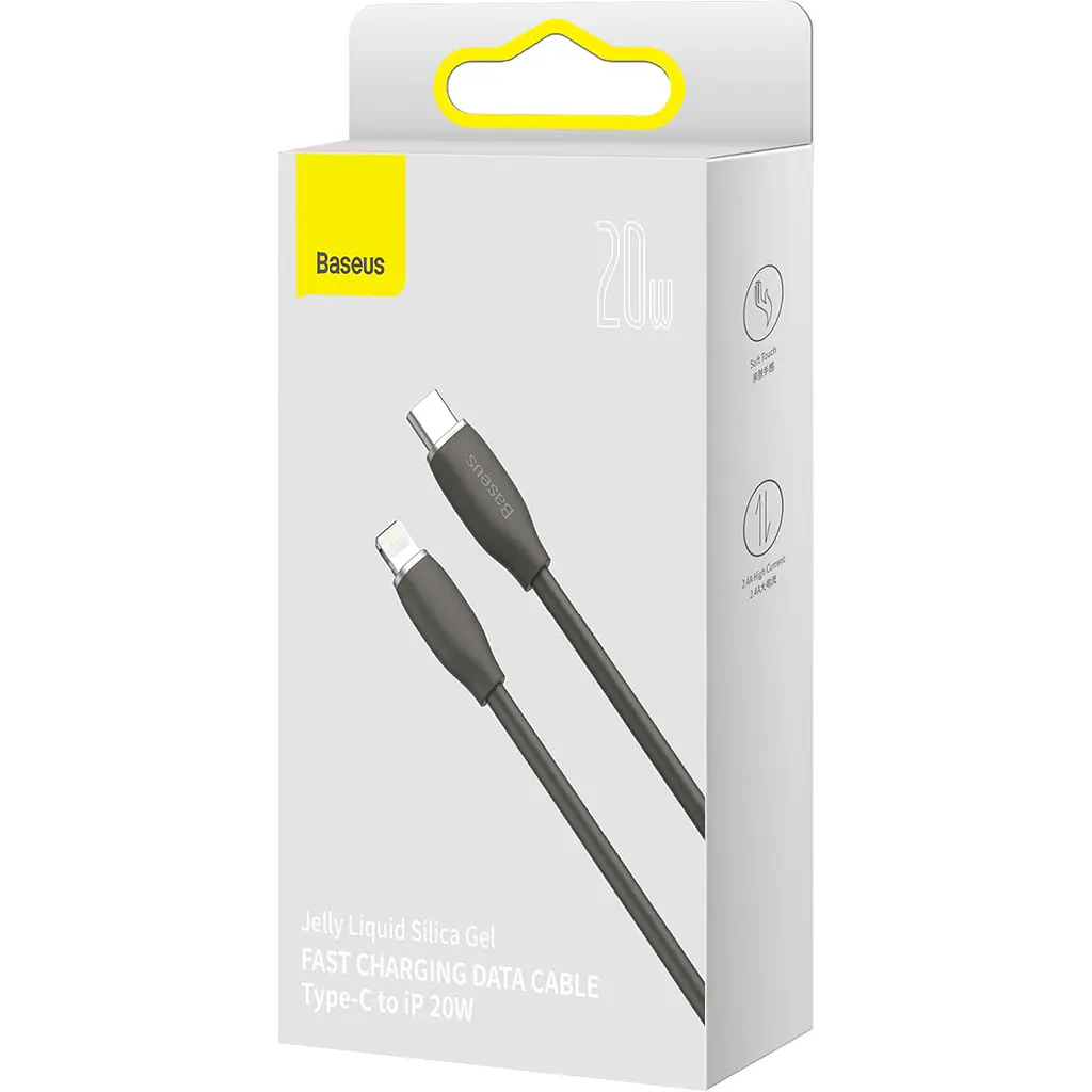 Кабель Baseus Jelly Liquid Silica Gel USB-C to Lightning 20W 2m Black (CAGD020101) [113498] - фото 5