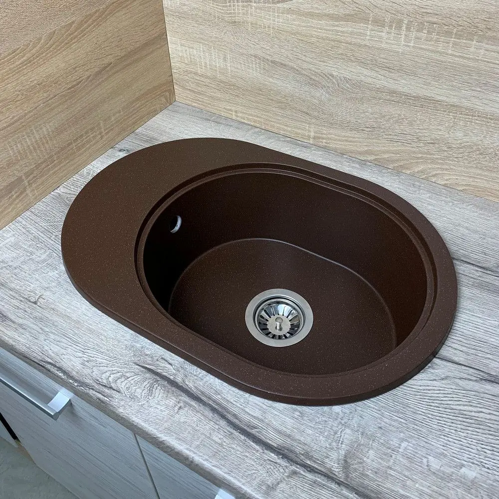 Кухонна мийка Adamant OVALE коричнева 610x420x180 мм, з крилом 61 см - фото 3