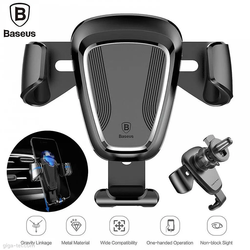 Автотримач для телефону магнітний BASEUS Gravity Car Mount захвах під вагою Чорний - фото 5