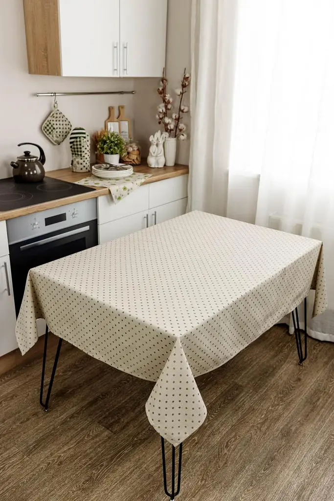 Скатерть Прованс Хозяйка Горох 180х136 см зеленый (31562) - фото 3