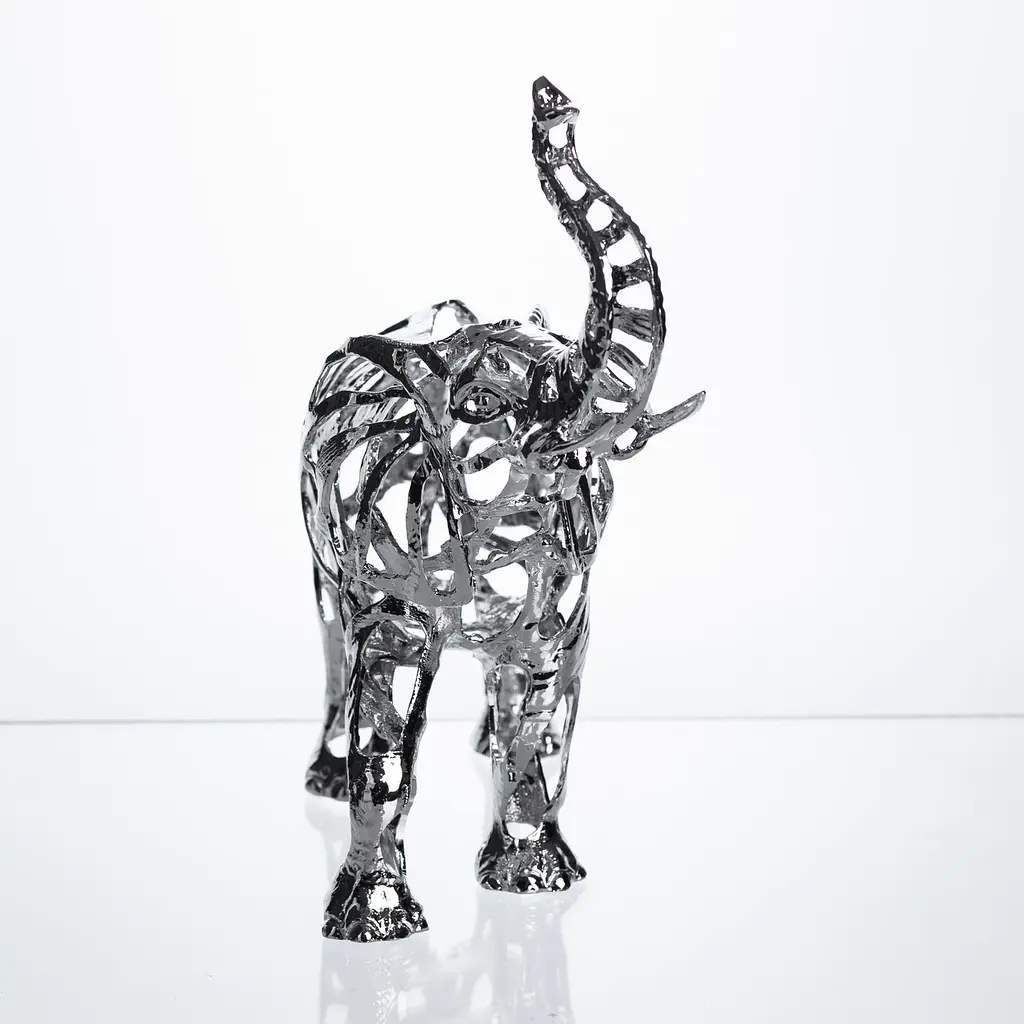 Декоративна фігурка Yiwu Elephant 25х10х25 см металева статуетка колекційна для дому напівпрозора декор на камін хром HP-7-10 - фото 7