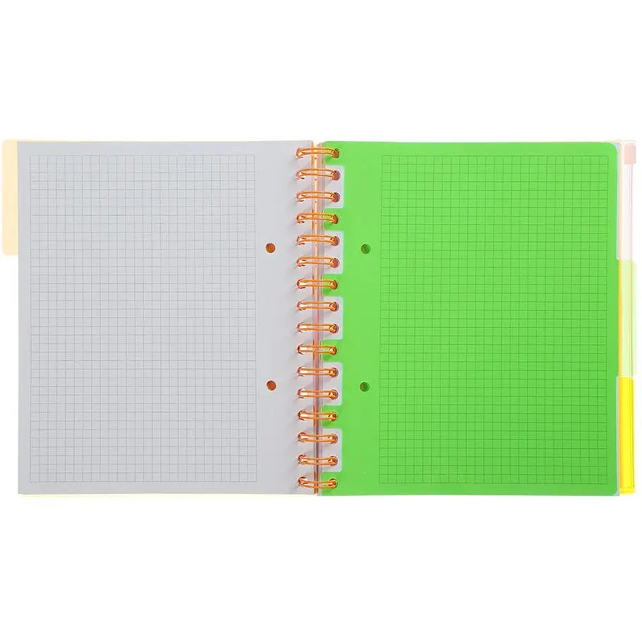 Зошит на пружині Buromax Neon В5 (170x205) 120 аркушів 3 PVC розділювачі помаранчевий (BM.24359911-11) - фото 2