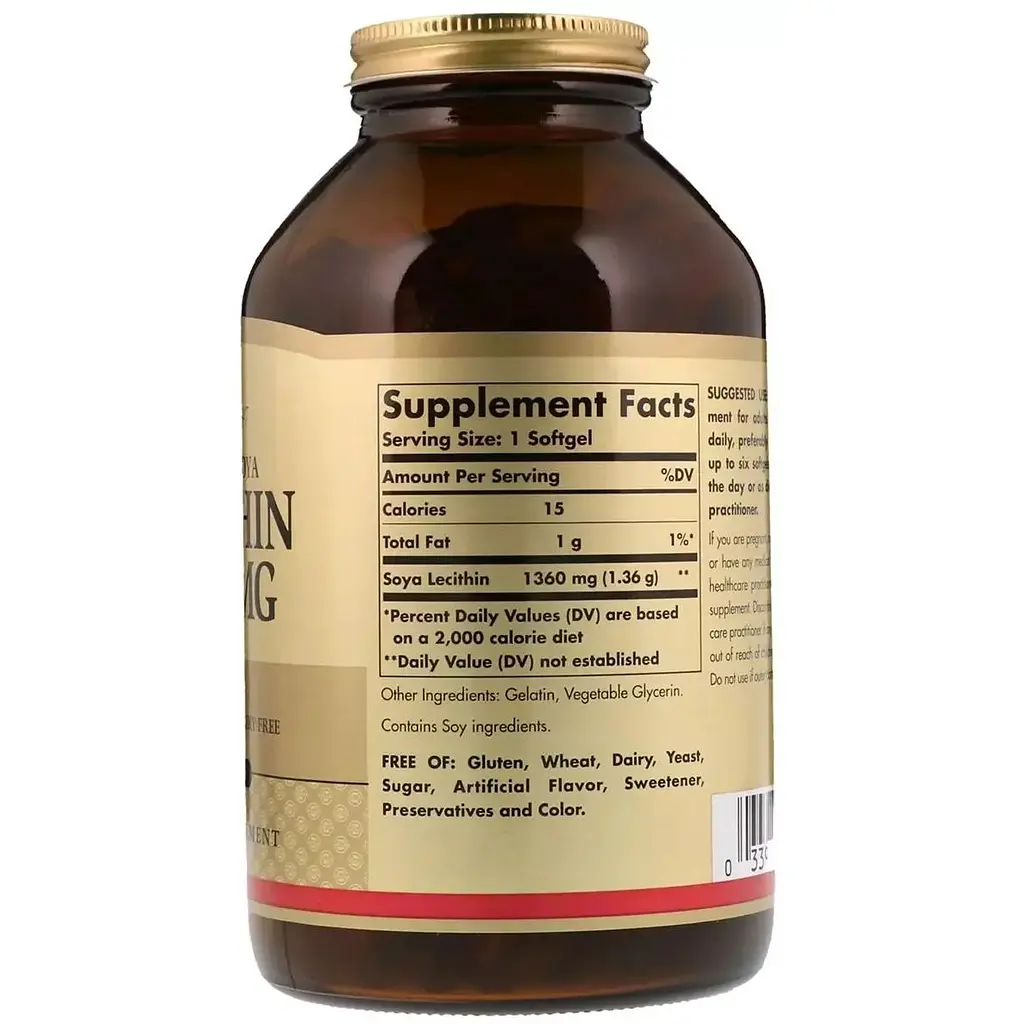Лецитин невибілений Solgar Natural Soya 1360 мг 250 желатинових капсул - фото 2