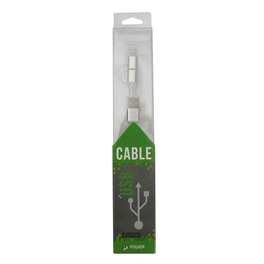 Дата кабель USB 2.0 AM to Lightning + Micro 5P 1.0m cotton PowerPlant (KD00AS1290) - фото 2