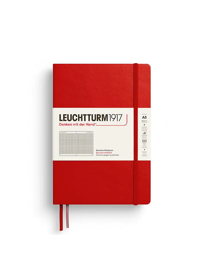 Блокнот Leuchtturm1917, Середній, Cherry, Клітинка (373979)