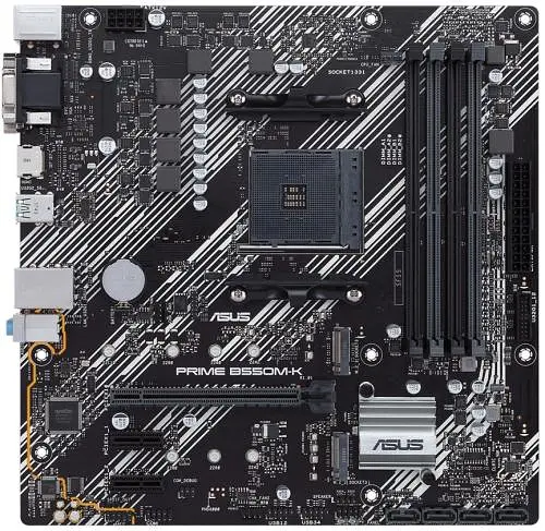 Материнська плата AM4 (B550) Asus PRIME B550M-K, B550, 4xDDR4, Int.Video(CPU), 4xSATA3, 1xM.2, 1xPCI-E 16x 4.0, 2xPCI-E 1x 3.0, ALC887 8xUSB3.2/4xUSB2.0, VGA/DVI-D/HDMI, MicroATX - фото 2