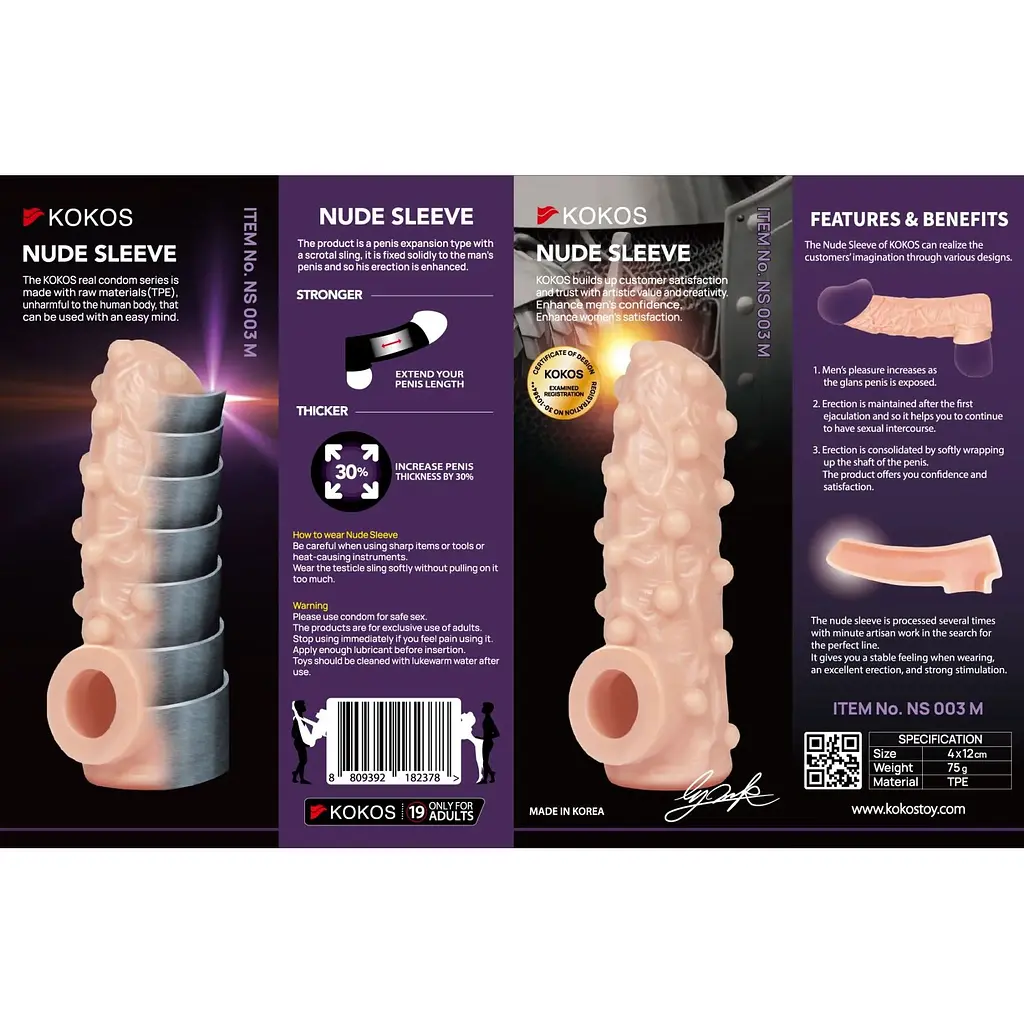 Насадка на член Kokos Nude Sleeve NS 003 M - фото 5