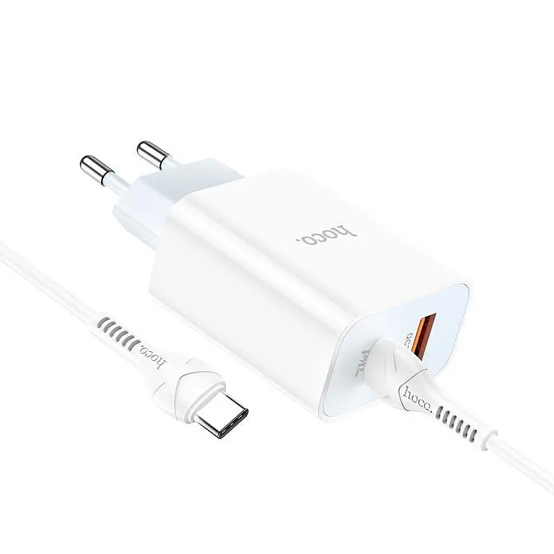Блок зарядное устройство Hoco C97A на 2 порта 1 USB + 1Type-C 20 W с кабелем Type-C to Type-C - фото 7