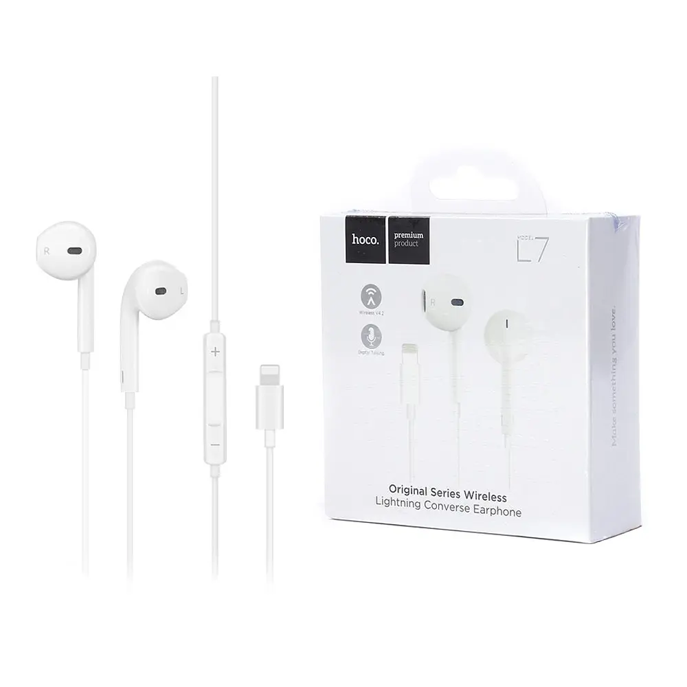 Навушники Hoco L7 Plus Original series lightning converse earphone White - фото 2