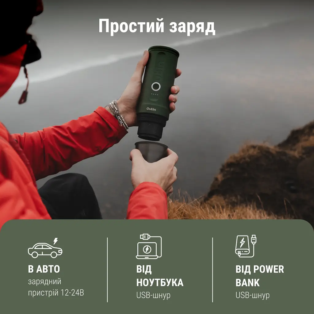Портативна кавоварка Outin Nano Espresso Machine OTEM-01 Forest Green (OTEM-01-FG) - фото 7
