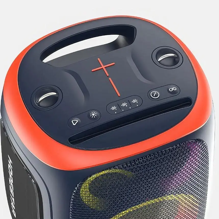 Портативна акумуляторна бездротова колонка Bluetooth 2 мікрофона караоке акустична система 120Вт з LED світломузикою Hopestar Party 130 чорний - фото 3
