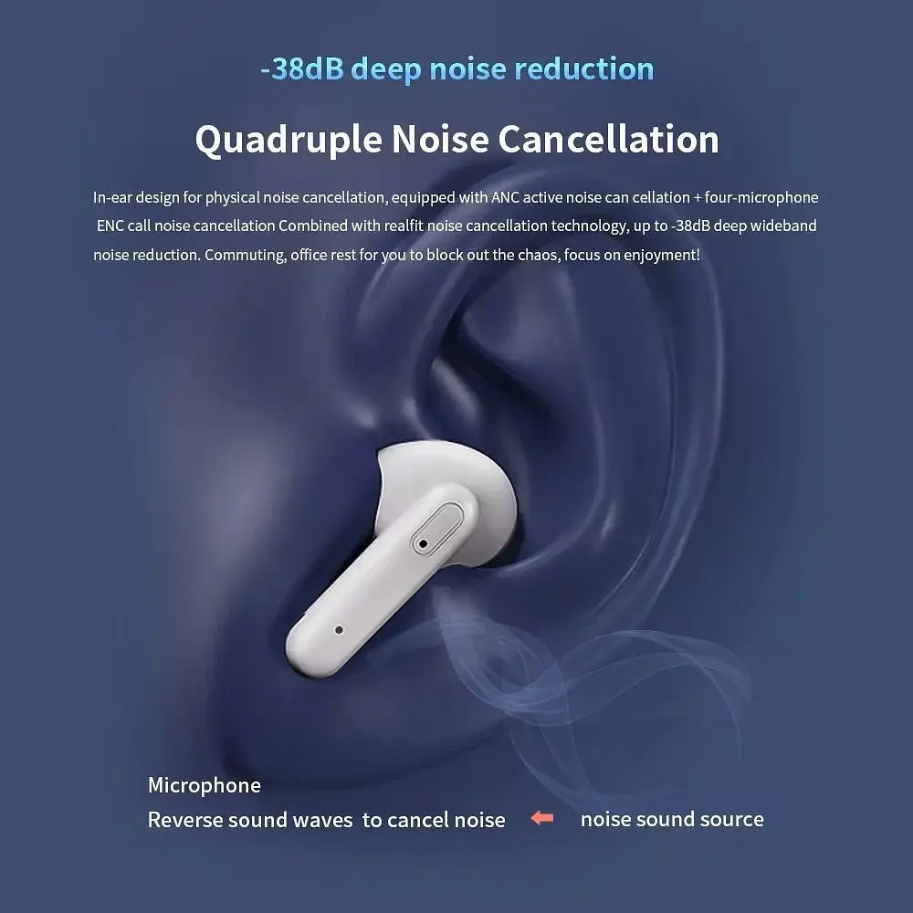 Навушники Realfit F3 Bluetooth з активним шумопоглинанням Чорні - фото 3