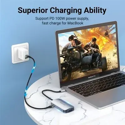 Концентратор Vention USB3.1 Type-C --> HDMI/VGA/USB 3.0/PD 100W Hub 4-in-1 (TOAHB) - фото 5