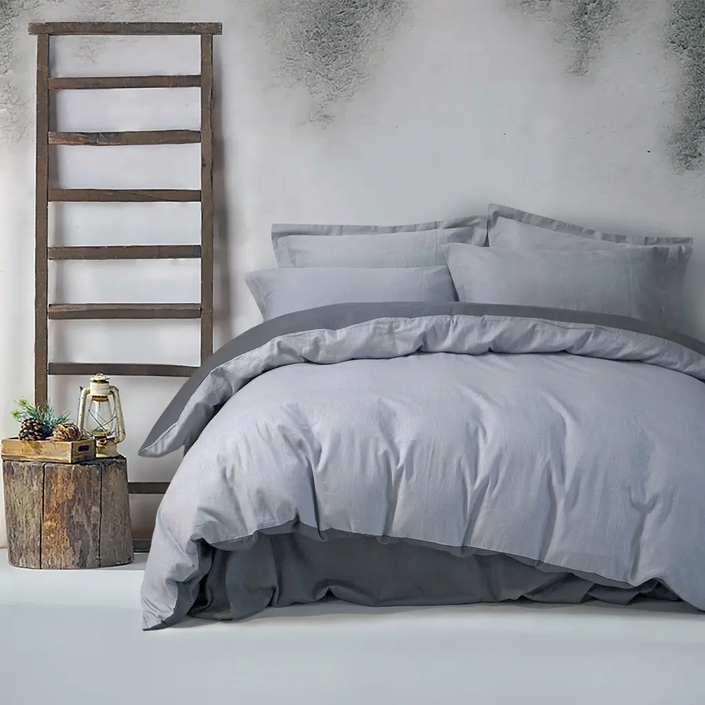 Постельное белье сатин premium Lotus Home - Basic темно-серый семейный - фото 2