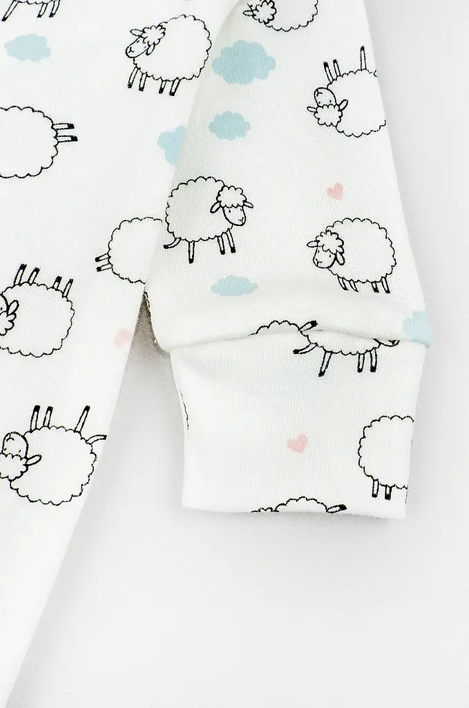 Сліп дитячий інтерлок Cute Lambs на кнопках із закритими ніжками - фото 2