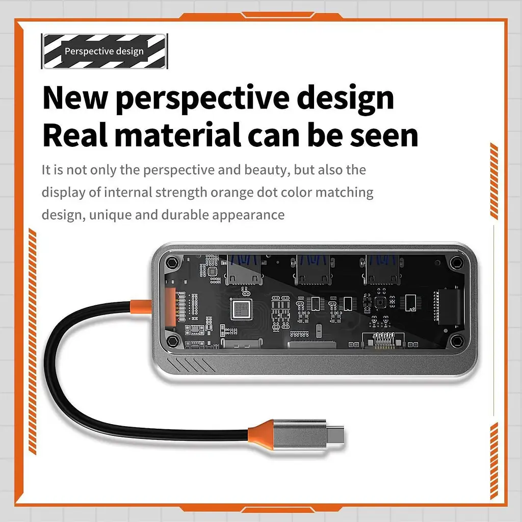 USB type C HUB 10 in 1 PD100W 4K 30 Гц RJ45 USB 3.0 10 Гб/с - фото 5