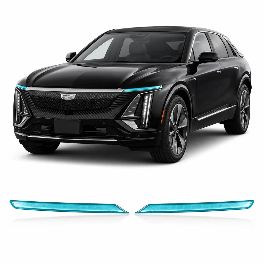 Антигравійна захисна бронеплівка за лекалами для Cadillac Lyriq EV 2022- оптика (фари та ПТФ)