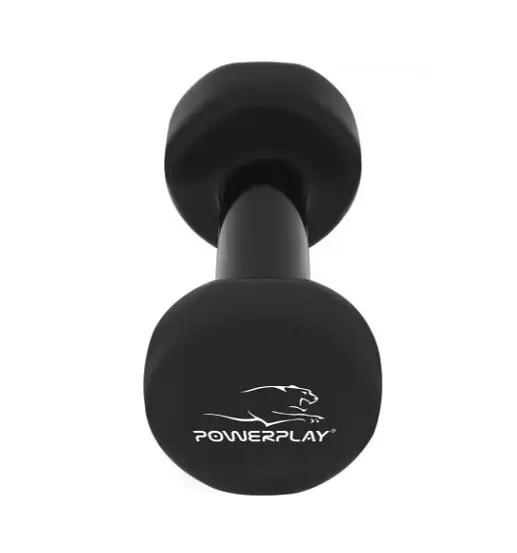 Гантель виниловая PowerPlay 1 кг PP_4121 Черная 1 шт (PP_4121_1kg) - фото 3
