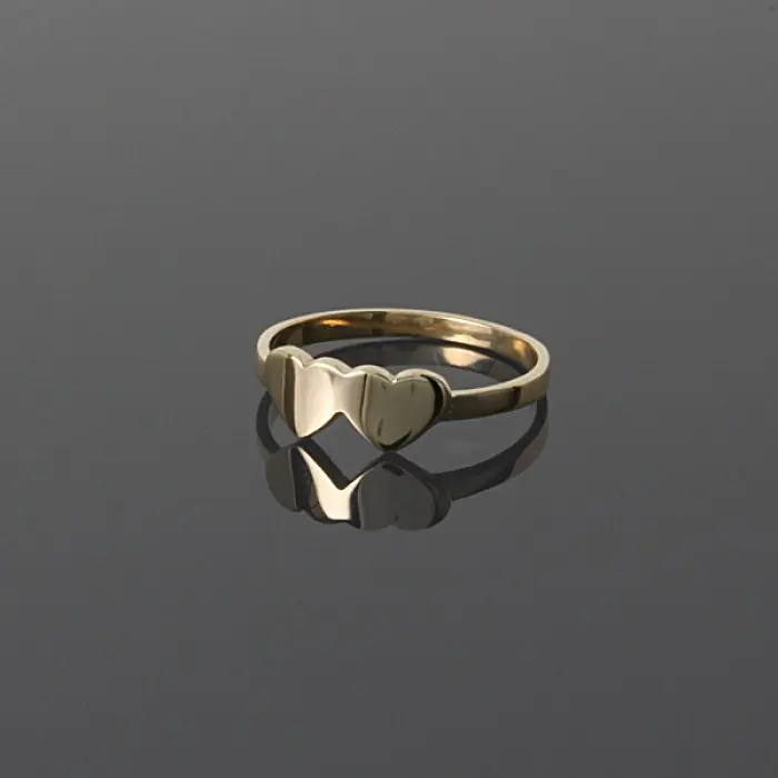 Каблучка з жовтого золота з сердечками 17 K-0106
