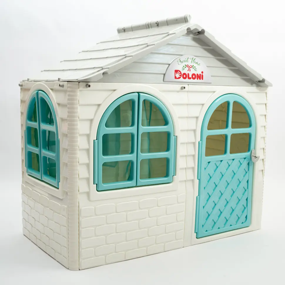 Ігровий Будиночок зі шторками Doloni Toys 02550/15 Біло-Бірюзовий - фото 3