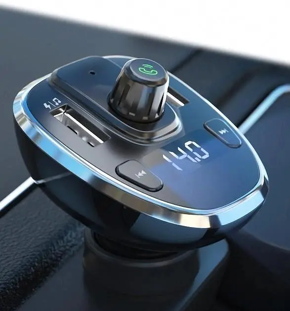 Автомобильное зарядное устройство и автомобильный FM-трансмиттер Essager F01 модулятор USB, черный (ECCFM-DG0A) - фото 6