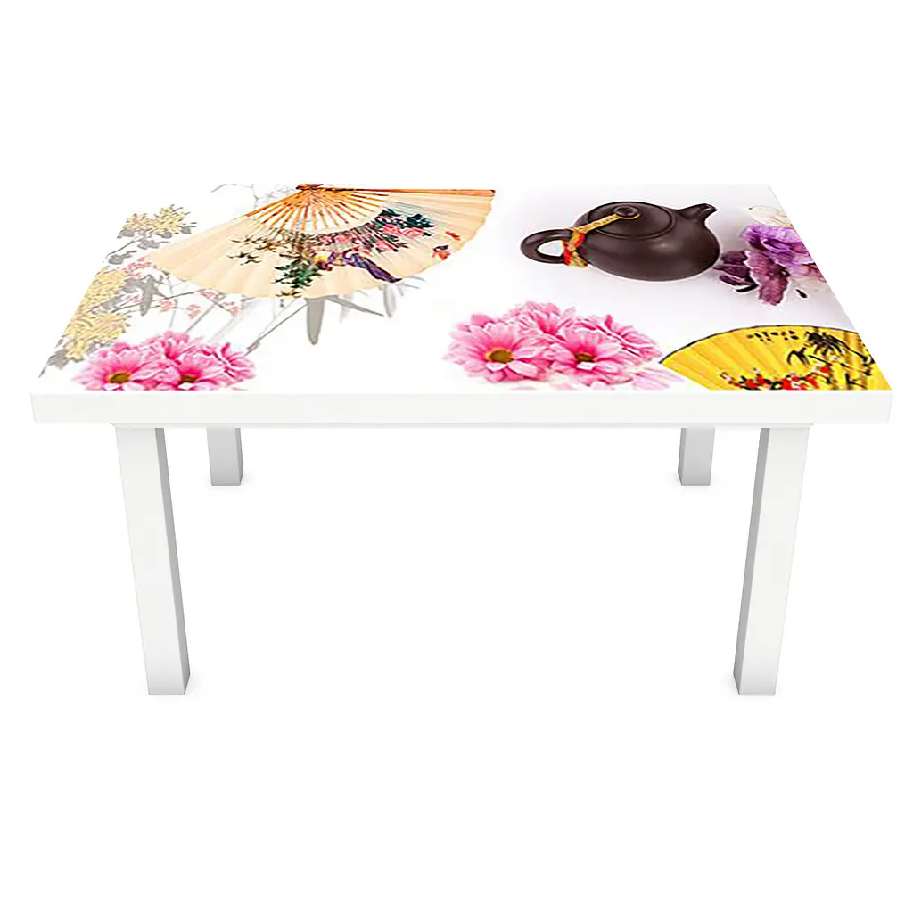 Наклейка на стіл Жовтий віяло ПВХ плівка для меблів чай ??Китай Схід Білий 65х120 см Happy Pocket Z180878 - фото 3