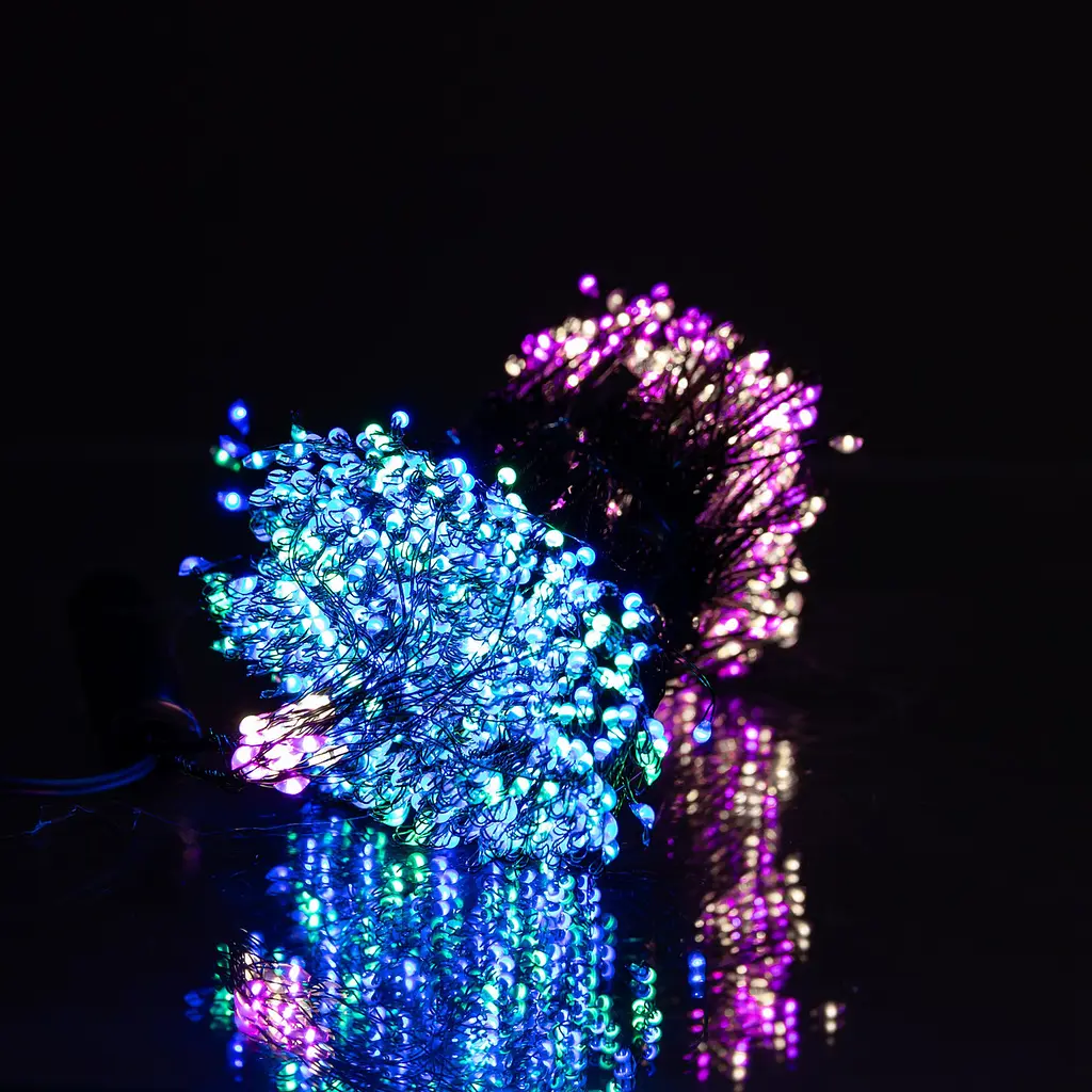 Гірлянда Кінський хвіст Мішура 1200 LED 20 ниток 2 м зелена, мультиколор GarlandoPro D1200L2MGML - фото 9