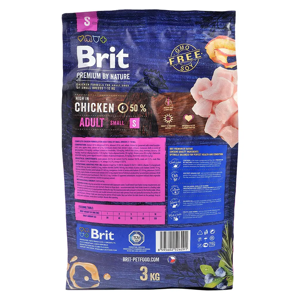 Сухий корм для собак дрібних порід Brit Premium Dog Adult S з куркою 3 кг - фото 3