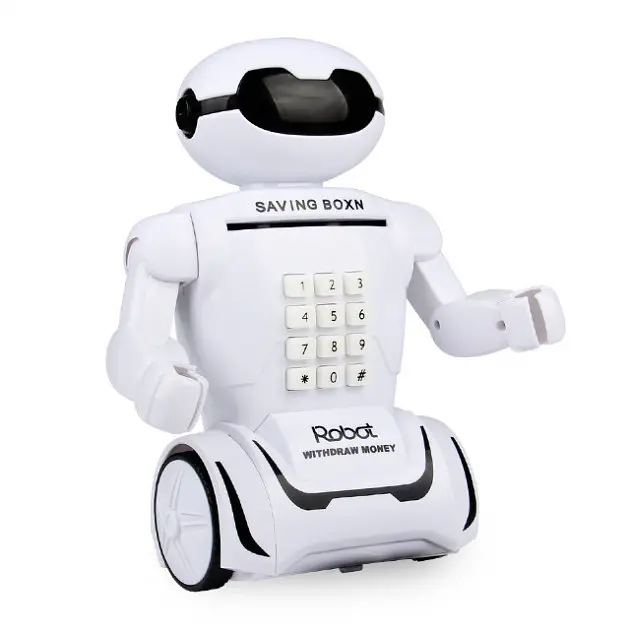 Дитяча скарбничка робот сейф з кодовим замком настільна лампа 3 в 1 Robot Piggy Bank білий - фото 4