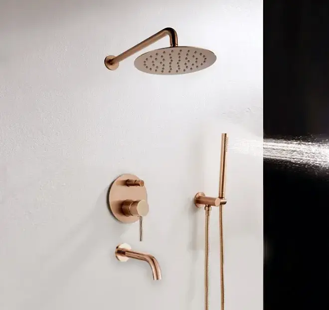 Душова система прихованого монтажу Rea Lungo + Box з виливом rose gold REA-P6610, Теплий захід сонця - фото 2