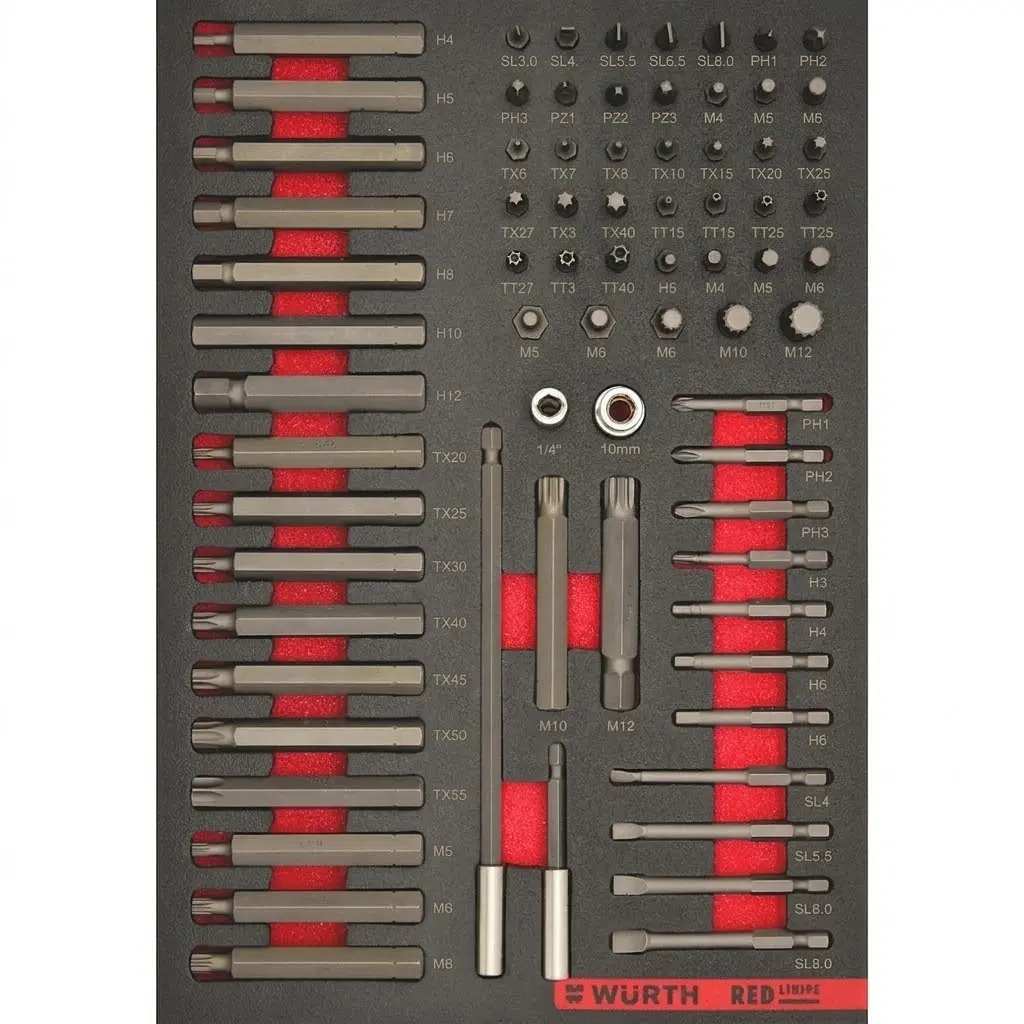 Набір біт Wurth Red Stripe 1/4" + 10 мм в ложементі 74 шт. (0965441013)