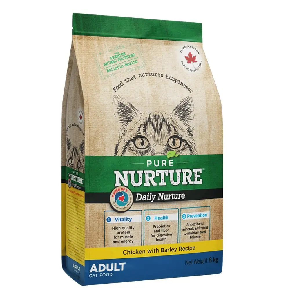 Сухий корм для котів Pure Nurture Daily 3 Chicken Adult Cats Холістик з куркою та ячменем 8 кг